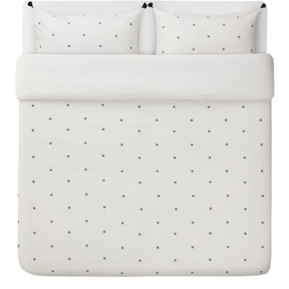 IKEA RAVTOREL King Duvet Set White Black tassel Boho bedding